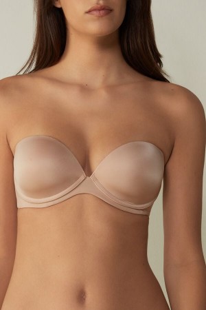 Intimissimi Anna Bandeau Bra In Ultralight Microfiber Bež | SN-ITMSM56950