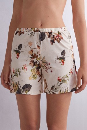 Intimissimi Autumn Botanics Shorts Supima® Ultrafresh Cotton Bež | SN-ITMSM58336