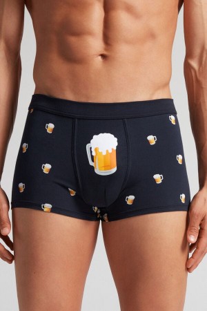 Intimissimi Beer Boxers In Fresh Supima® Cotton Plave | SN-ITMSM58516