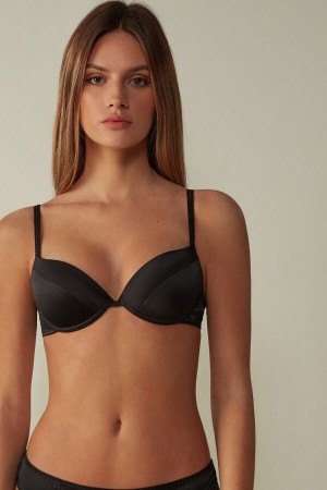 Intimissimi Bellissima Silk Push-up Bra Crne | SN-ITMSM56725