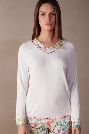 Intimissimi Botanical Lyrics Long Sleeve Modal Top Bijele | SN-ITMSM58242