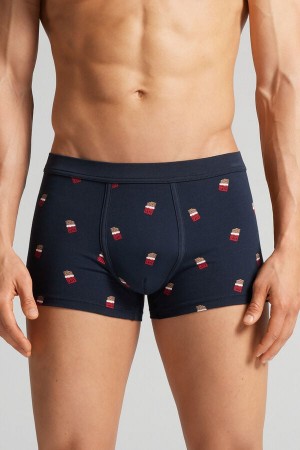 Intimissimi Candy Bar Boxers In Stretch Supima® Cotton Plave | SN-ITMSM58521