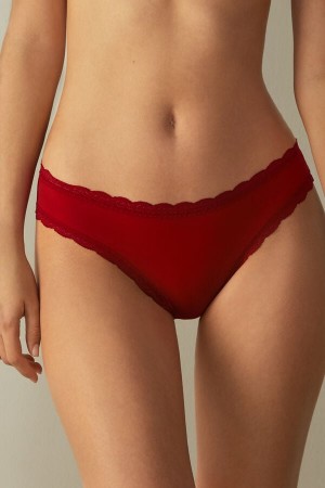 Intimissimi Cotton And Lace Panties Crvene | SN-ITMSM57572