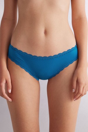 Intimissimi Cotton And Lace Panties Plave | SN-ITMSM57588