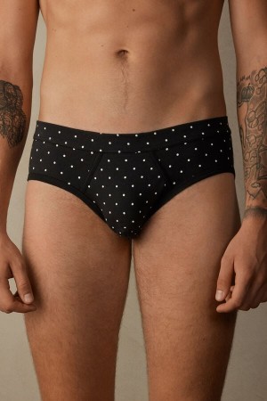 Intimissimi Dotted Briefs In Stretch Supima® Cotton Crne | SN-ITMSM58565