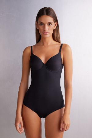 Intimissimi Francesca Bodysuit In Ultralight Microfiber Crne | SN-ITMSM57872