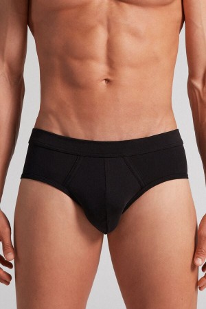 Intimissimi Fresh Supima® Cotton Briefs Crne | SN-ITMSM58569