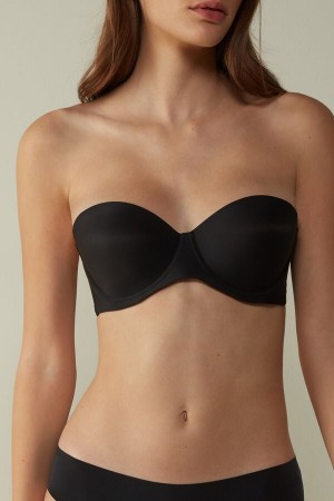 Intimissimi Giada Microfiber Bandeau Bra Crne | SN-ITMSM57161