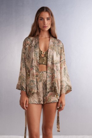 Intimissimi Golden Goddess Viscose Satin Kimono Visebojne | SN-ITMSM58430