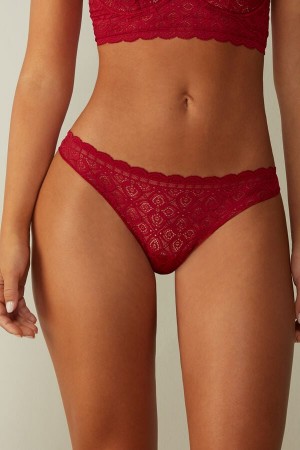 Intimissimi Lace And Microfiber Brazilian Crvene | SN-ITMSM57458