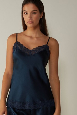 Intimissimi Lace And Silk Top Plave | SN-ITMSM57935