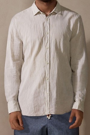 Intimissimi Linen And Cotton Shirt Bež | SN-ITMSM58643