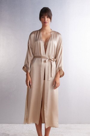 Intimissimi Living In Luxe Long Silk Robe Bež | SN-ITMSM58441