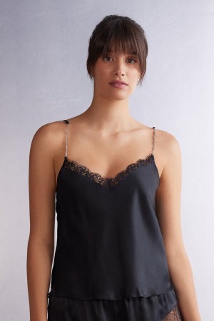 Intimissimi Living In Luxe Silk Camisole Crne | SN-ITMSM58021