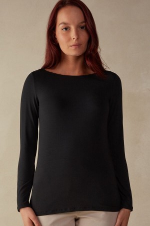 Intimissimi Long Sleeve Bateau Neck Top In Micromodal | SN-ITMSM58084