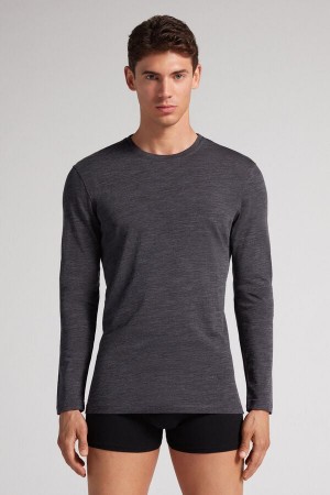 Intimissimi Long-sleeve Crew-neck Merino-wool Top Tamno Sive | SN-ITMSM58633