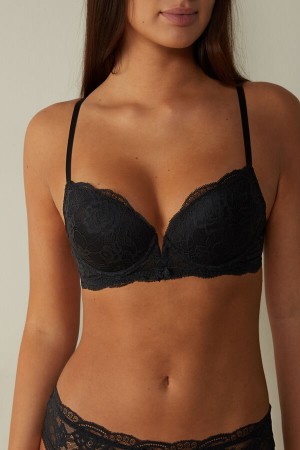 Intimissimi Mia Lace Super Push-up Bra Crne | SN-ITMSM56724