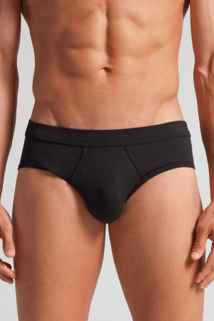 Intimissimi Micro Dot Fresh Supima® Cotton Briefs Crne | SN-ITMSM58578