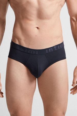 Intimissimi Microfiber Briefs With Logo Detail Plave | SN-ITMSM58536