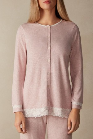 Intimissimi Modal And Lace Cardigan Roze | SN-ITMSM58235