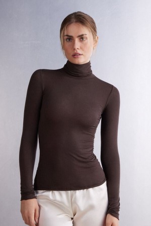 Intimissimi Modal Cashmere Ultralight High-neck Top Smeđe | SN-ITMSM58111