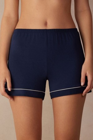 Intimissimi Modal Shorts With Contrast Trim Plave | SN-ITMSM58348