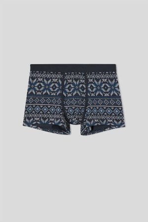 Intimissimi Norwegian Print Boxers In Stretch Supima® Cotton Plave | SN-ITMSM58532