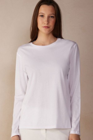 Intimissimi Oversized Long Sleeve Top In Supima® Cotton Bijele | SN-ITMSM58097