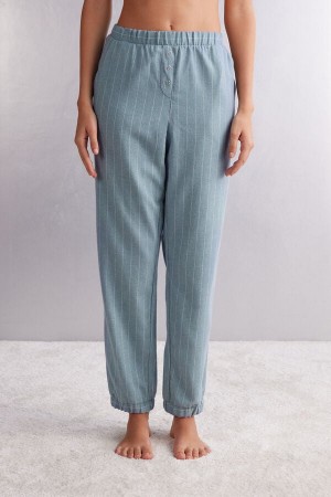 Intimissimi Pinstripes Fantasy Full Length Jogger In Brushed Cloth Svijetlo Plave | SN-ITMSM58289