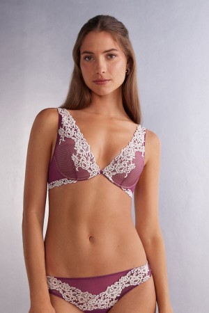 Intimissimi Pretty Flowers Elena Balconette Bra Ljubičaste | SN-ITMSM56559