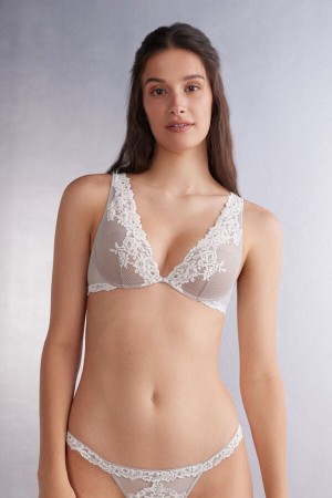 Intimissimi Pretty Flowers Elena Balconette Bra Bijele | SN-ITMSM57350