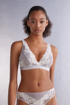 Intimissimi Pretty Flowers Lara Triangle Bra Bijele | SN-ITMSM56691