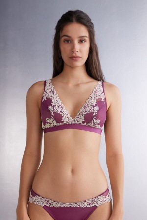 Intimissimi Pretty Flowers Lara Triangle Bra Ljubičaste | SN-ITMSM56883