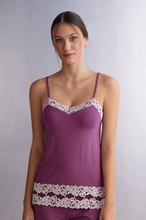 Intimissimi Pretty Flowers Modal Top Ljubičaste | SN-ITMSM58386