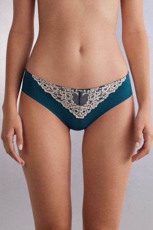 Intimissimi Pretty Flowers Seamless Cotton Panties Plave | SN-ITMSM57618