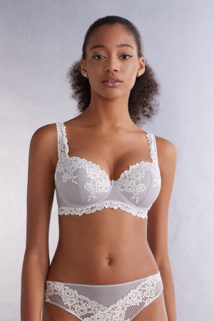 Intimissimi Pretty Flowers Sofia Balconette Bra Bijele | SN-ITMSM57348