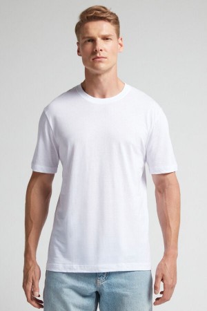 Intimissimi Regular Fit T-shirt In Extrafine Supima® Cotton Bijele | SN-ITMSM58594