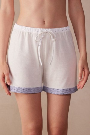 Intimissimi Santorini View Ultrafresh Supima® Cotton Shorts Bijele | SN-ITMSM58366