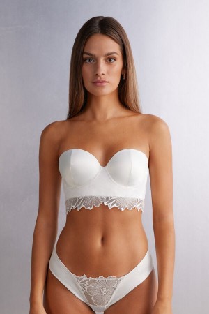 Intimissimi Satin Darlings Anna Bandeau Bustier Bijele | SN-ITMSM56937