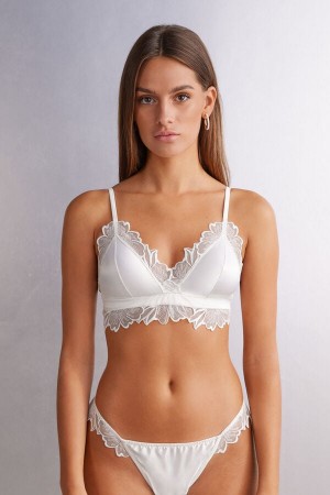 Intimissimi Satin Darlings Triangle Bra Bijele | SN-ITMSM56888