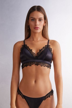 Intimissimi Satin Darlings Triangle Bra Crne | SN-ITMSM56898