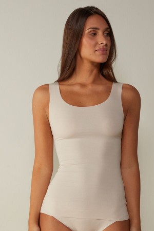 Intimissimi Seamless Supima® Cotton Tank Top Bež | SN-ITMSM57930