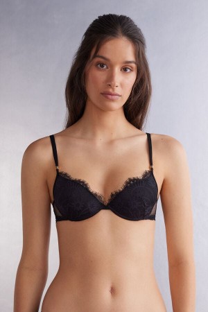 Intimissimi Sensual Flowers Bellissima Push-up Bra Crne | SN-ITMSM56778