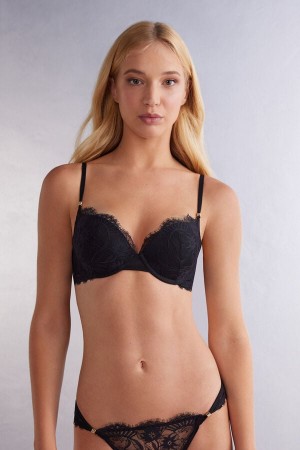 Intimissimi Sensual Flowers Elettra Super Push-up Bra Crne | SN-ITMSM56779