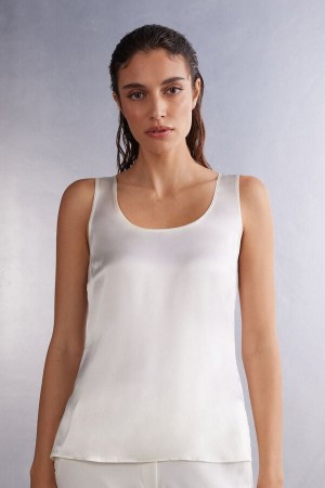 Intimissimi Silk And Modal Tank Top Bijele | SN-ITMSM57959