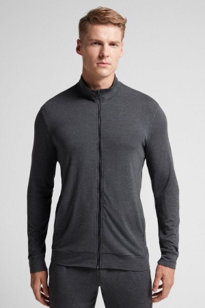 Intimissimi Silk And Modal Zip-up Sweatshirt Sive | SN-ITMSM58637