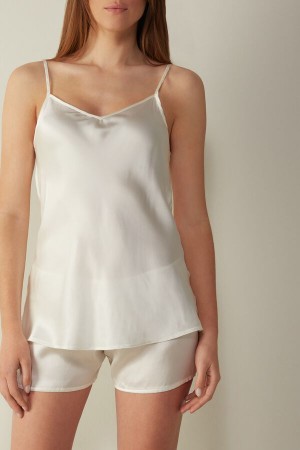 Intimissimi Silk Satin Top With V-neckline Bijele | SN-ITMSM58034