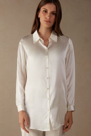 Intimissimi Silk Shirt Bijele | SN-ITMSM58057