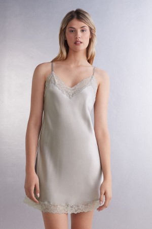 Intimissimi Silk Slip With Lace Insert Detail Sive | SN-ITMSM57829