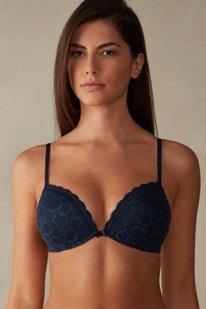 Intimissimi Silvia Push-up Bra In Lace Plave | SN-ITMSM57112